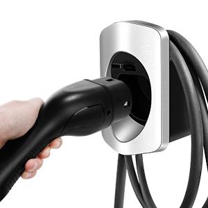 Uchwyt na kabel ładujący typu 2. Wytrzymały materiał. Złącze do montażu na ścianie samochodu elektrycznego. Organizer na kabel ładujący 3